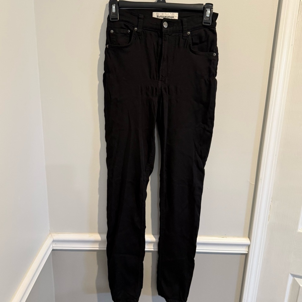 Reformation high raise & skinny black‎ jeans size 24 cut LY209